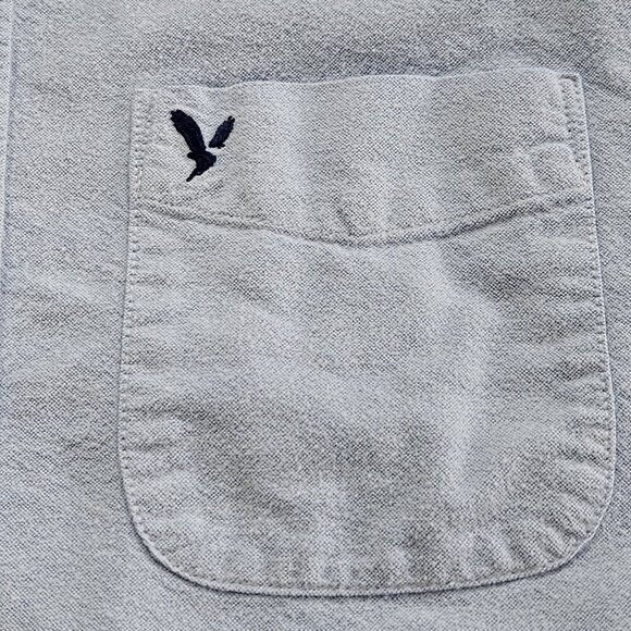 American Eagle Shirt Mens L Blue Collared Button Down LS Cotton Western Preppy - Picture 9 of 16